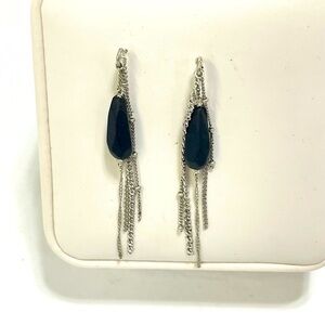 Kenneth Cole Teardrop Dangle Earrings black silver pierced vintage
